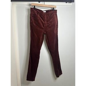 LOFT Women's Corduroy Pants Size 29/8 Burgundy High Rise Casual Trousers